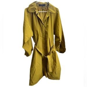 Zara Trench Coat Rain Jacket Outerwear Balloon Sleeve Belt Lightweight Size M